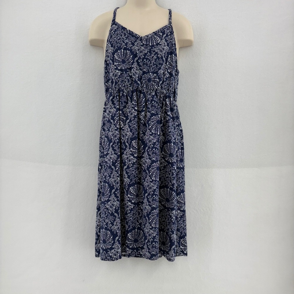 Old Navy XL Navy Sundress‎ Coral & Shell Print Crisscross Back Beach Girls Dress